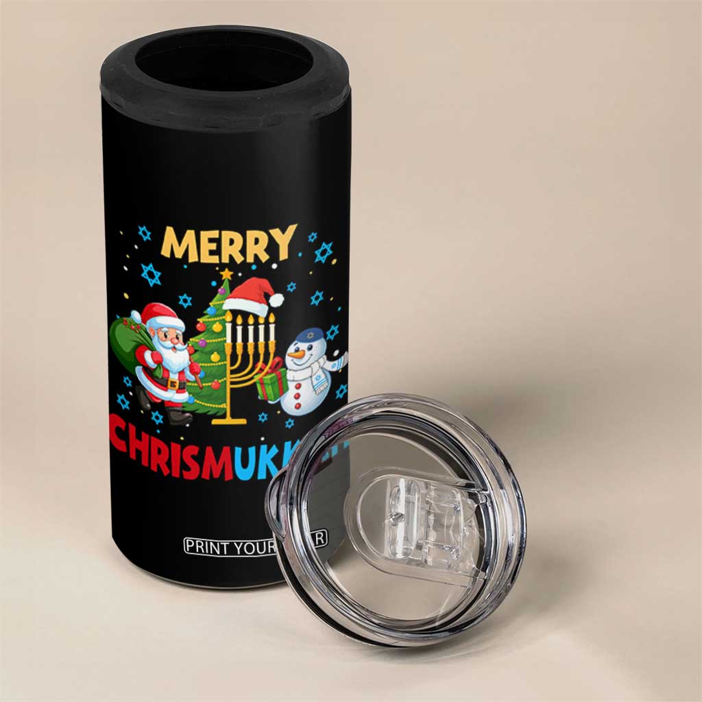 Merry Chrismukkah 4 in 1 Can Cooler Tumbler Happy Christmas Hanukkah Jewish Santa Snowman TS10 Print Your Wear
