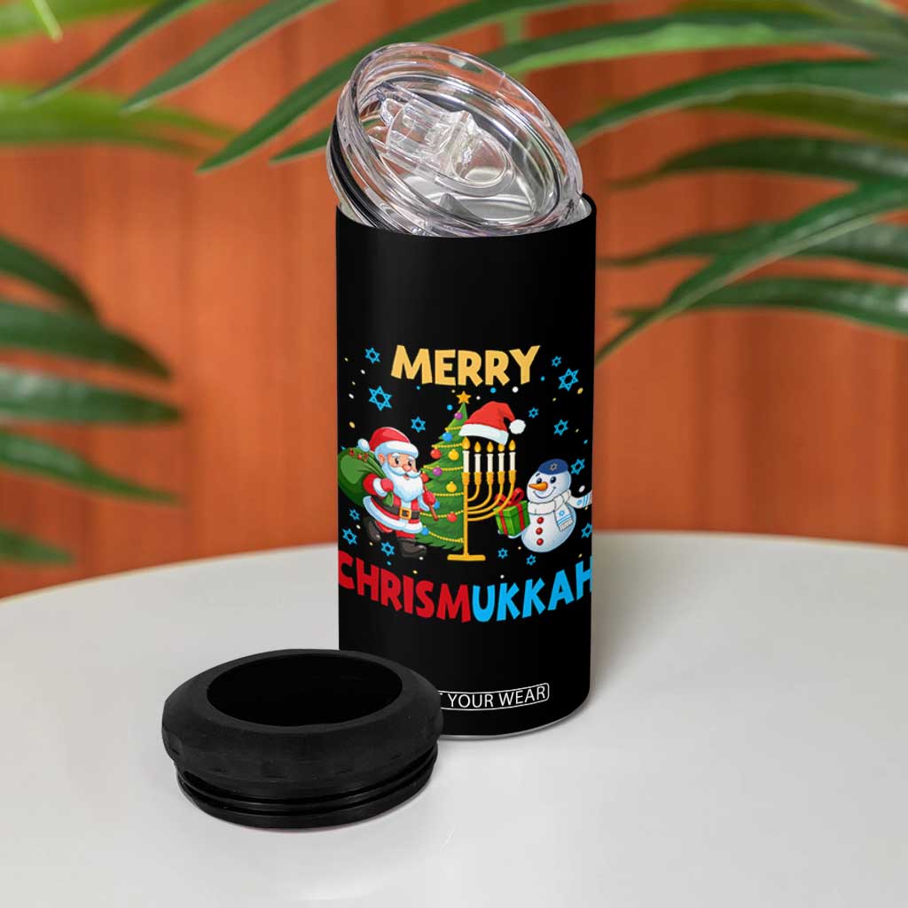 Merry Chrismukkah 4 in 1 Can Cooler Tumbler Happy Christmas Hanukkah Jewish Santa Snowman TS10 Print Your Wear