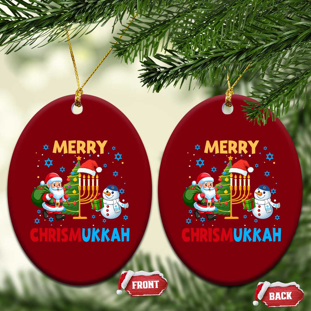 Merry Chrismukkah Ceramic Ornament Happy Christmas Hanukkah Jewish Santa Snowman TS10 Print Your Wear