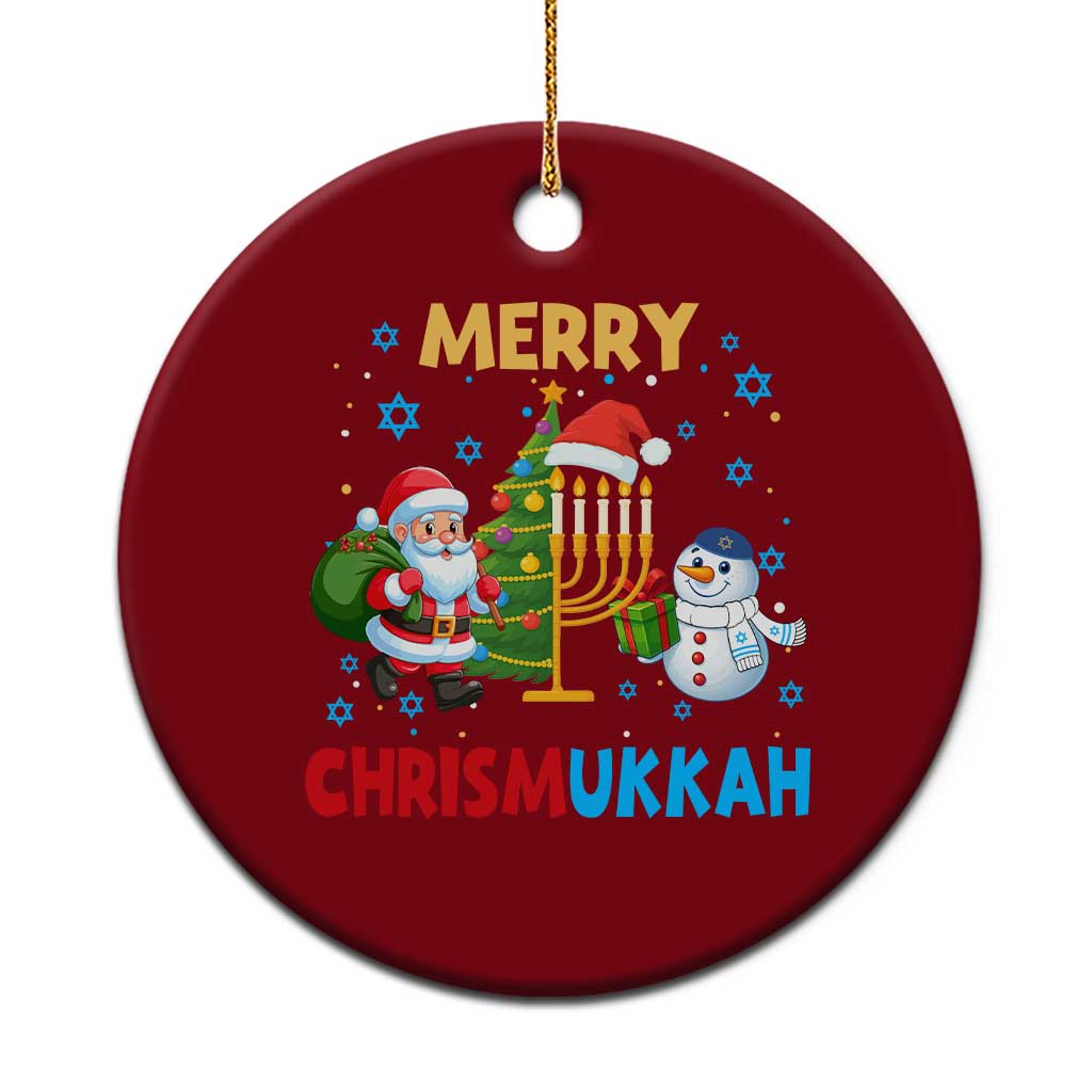 Merry Chrismukkah Ceramic Ornament Happy Christmas Hanukkah Jewish Santa Snowman TS10 1pc Red Print Your Wear