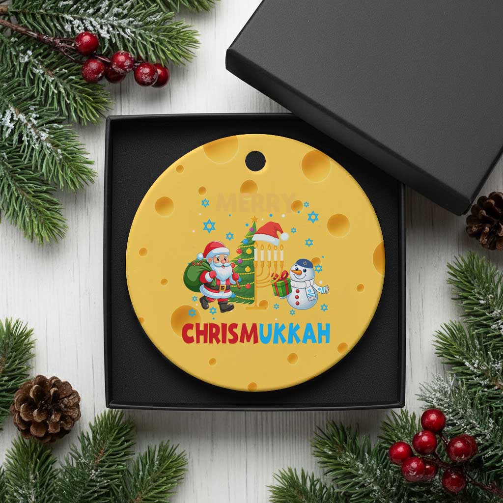 Merry Chrismukkah Ceramic Ornament Happy Christmas Hanukkah Jewish Santa Snowman TS10 1pc Yellow Cheese Print Your Wear