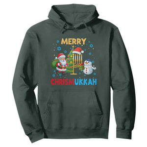 Merry Chrismukkah Hoodie Happy Christmas Hanukkah Jewish Santa Snowman TS10 Dark Forest Green Print Your Wear