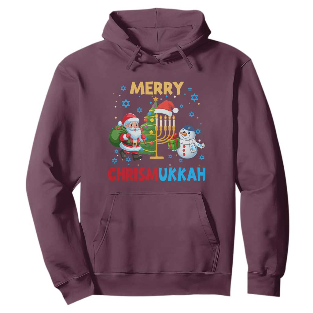 Merry Chrismukkah Hoodie Happy Christmas Hanukkah Jewish Santa Snowman TS10 Maroon Print Your Wear
