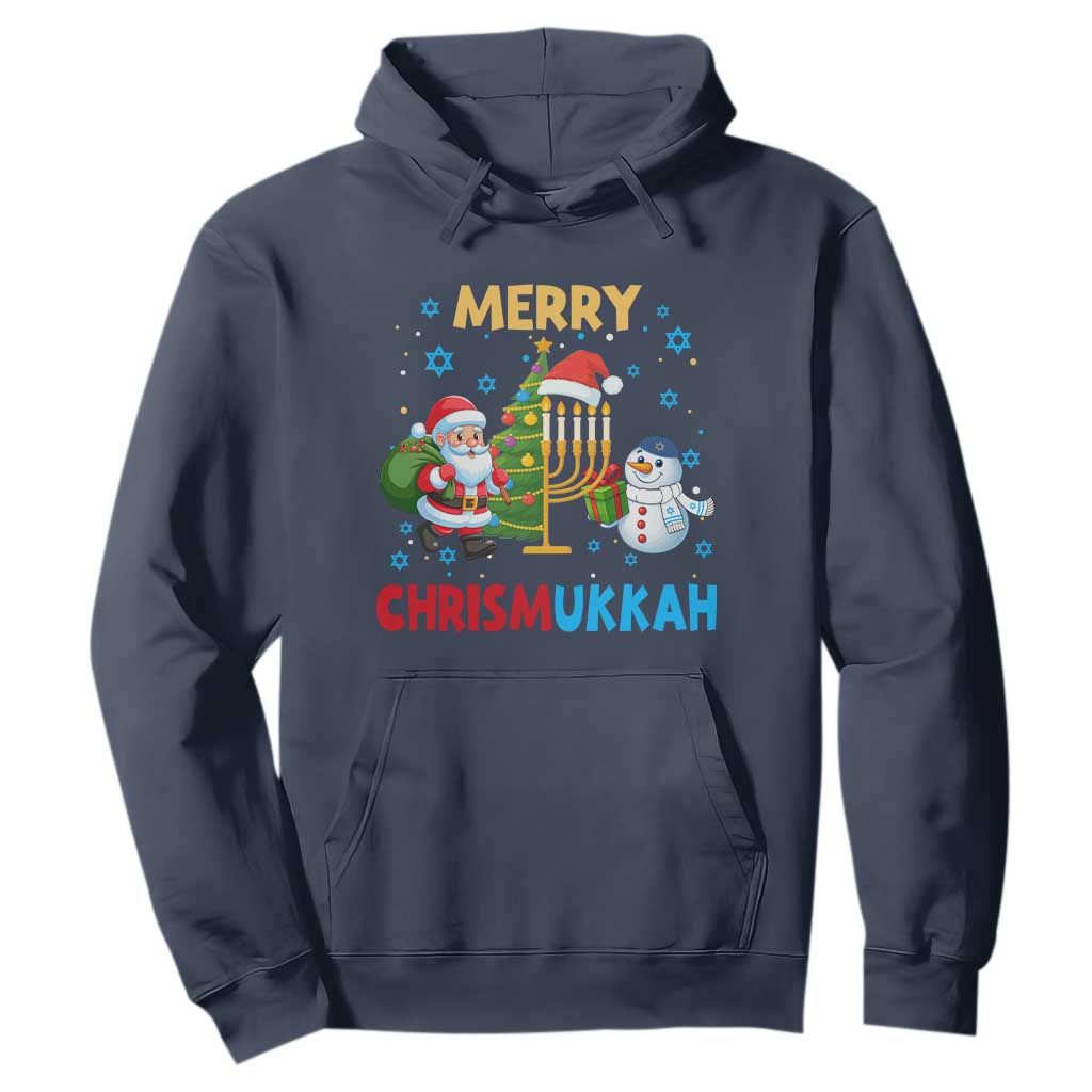 Merry Chrismukkah Hoodie Happy Christmas Hanukkah Jewish Santa Snowman TS10 Navy Print Your Wear