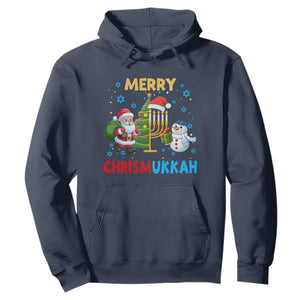 Merry Chrismukkah Hoodie Happy Christmas Hanukkah Jewish Santa Snowman TS10 Navy Print Your Wear