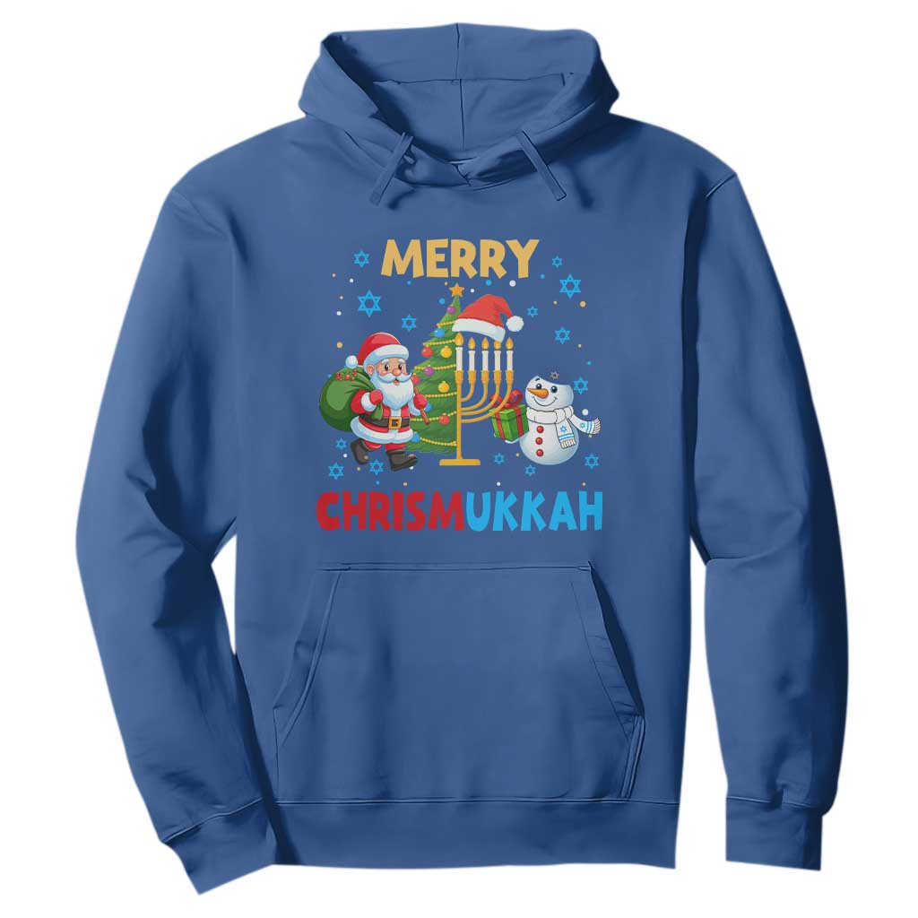 Merry Chrismukkah Hoodie Happy Christmas Hanukkah Jewish Santa Snowman TS10 Royal Blue Print Your Wear