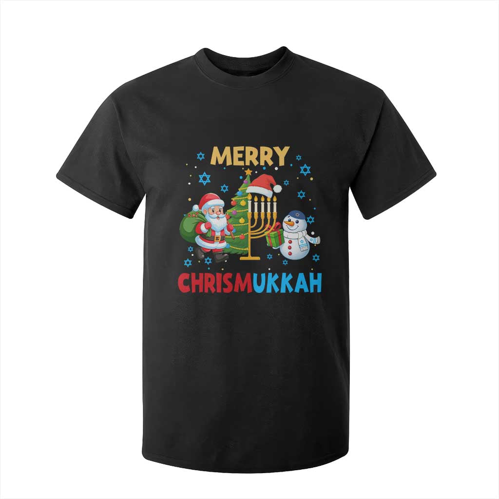 Merry Chrismukkah T Shirt For Kid Happy Christmas Hanukkah Jewish Santa Snowman TS10 Black Print Your Wear