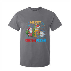 Merry Chrismukkah T Shirt For Kid Happy Christmas Hanukkah Jewish Santa Snowman TS10 Charcoal Print Your Wear