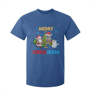 Merry Chrismukkah T Shirt For Kid Happy Christmas Hanukkah Jewish Santa Snowman TS10 Royal Blue Print Your Wear