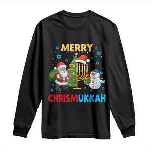 Merry Chrismukkah Long Sleeve Shirt Happy Christmas Hanukkah Jewish Santa Snowman TS10 Black Print Your Wear