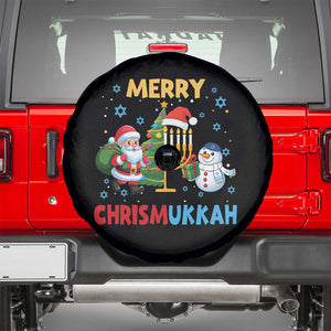 Merry Chrismukkah Spare Tire Cover Happy Christmas Hanukkah Jewish Santa Snowman TS10 Black Print Your Wear