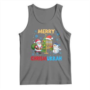 Merry Chrismukkah Tank Top Happy Christmas Hanukkah Jewish Santa Snowman TS10 Black Heather Print Your Wear