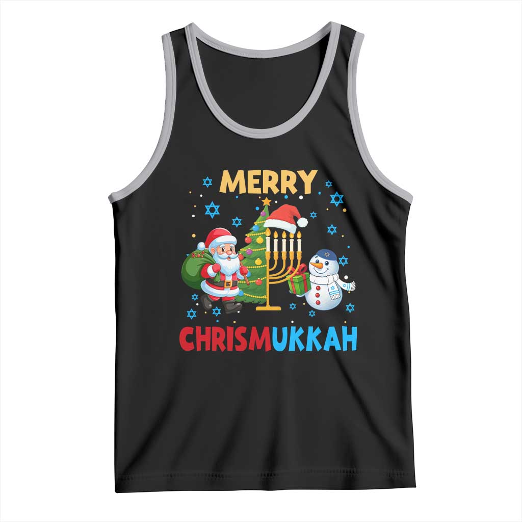 Merry Chrismukkah Tank Top Happy Christmas Hanukkah Jewish Santa Snowman TS10 Black Athletic Heather Print Your Wear