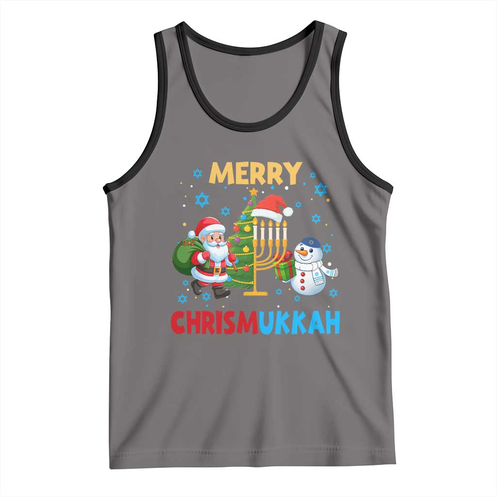 Merry Chrismukkah Tank Top Happy Christmas Hanukkah Jewish Santa Snowman TS10 Deep Heather Black Print Your Wear
