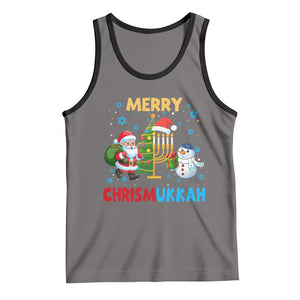 Merry Chrismukkah Tank Top Happy Christmas Hanukkah Jewish Santa Snowman TS10 Deep Heather Black Print Your Wear