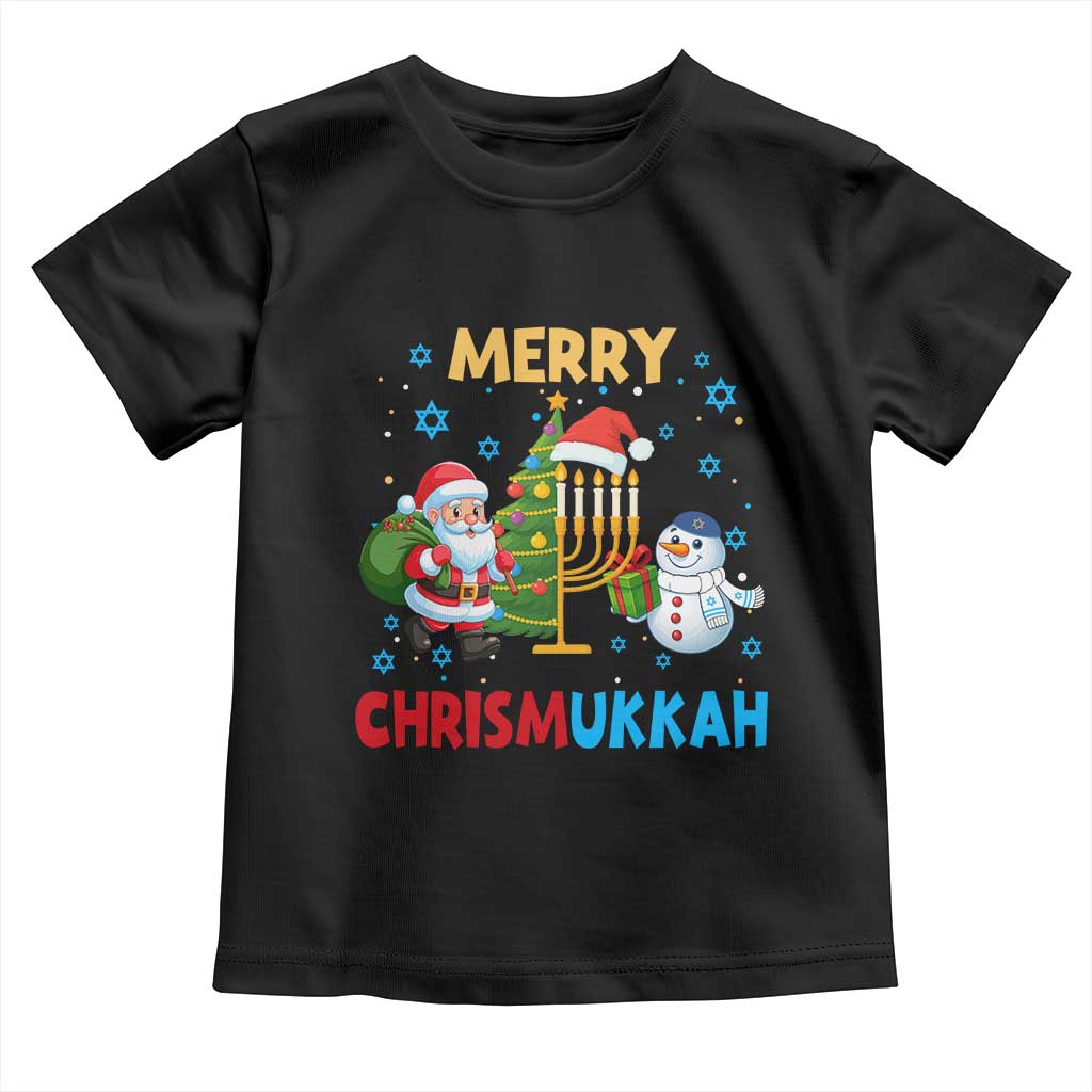 Merry Chrismukkah Toddler T Shirt Happy Christmas Hanukkah Jewish Santa Snowman TS10 Black Print Your Wear