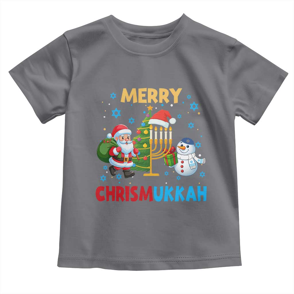 Merry Chrismukkah Toddler T Shirt Happy Christmas Hanukkah Jewish Santa Snowman TS10 Charcoal Print Your Wear