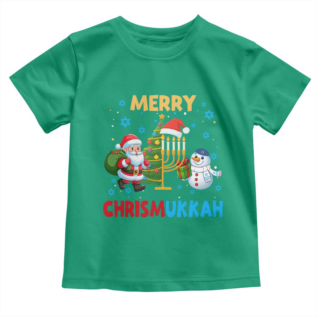 Merry Chrismukkah Toddler T Shirt Happy Christmas Hanukkah Jewish Santa Snowman TS10 Irish Green Print Your Wear