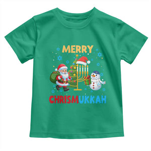 Merry Chrismukkah Toddler T Shirt Happy Christmas Hanukkah Jewish Santa Snowman TS10 Irish Green Print Your Wear