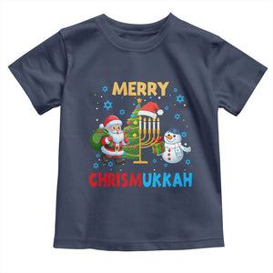 Merry Chrismukkah Toddler T Shirt Happy Christmas Hanukkah Jewish Santa Snowman TS10 Navy Print Your Wear