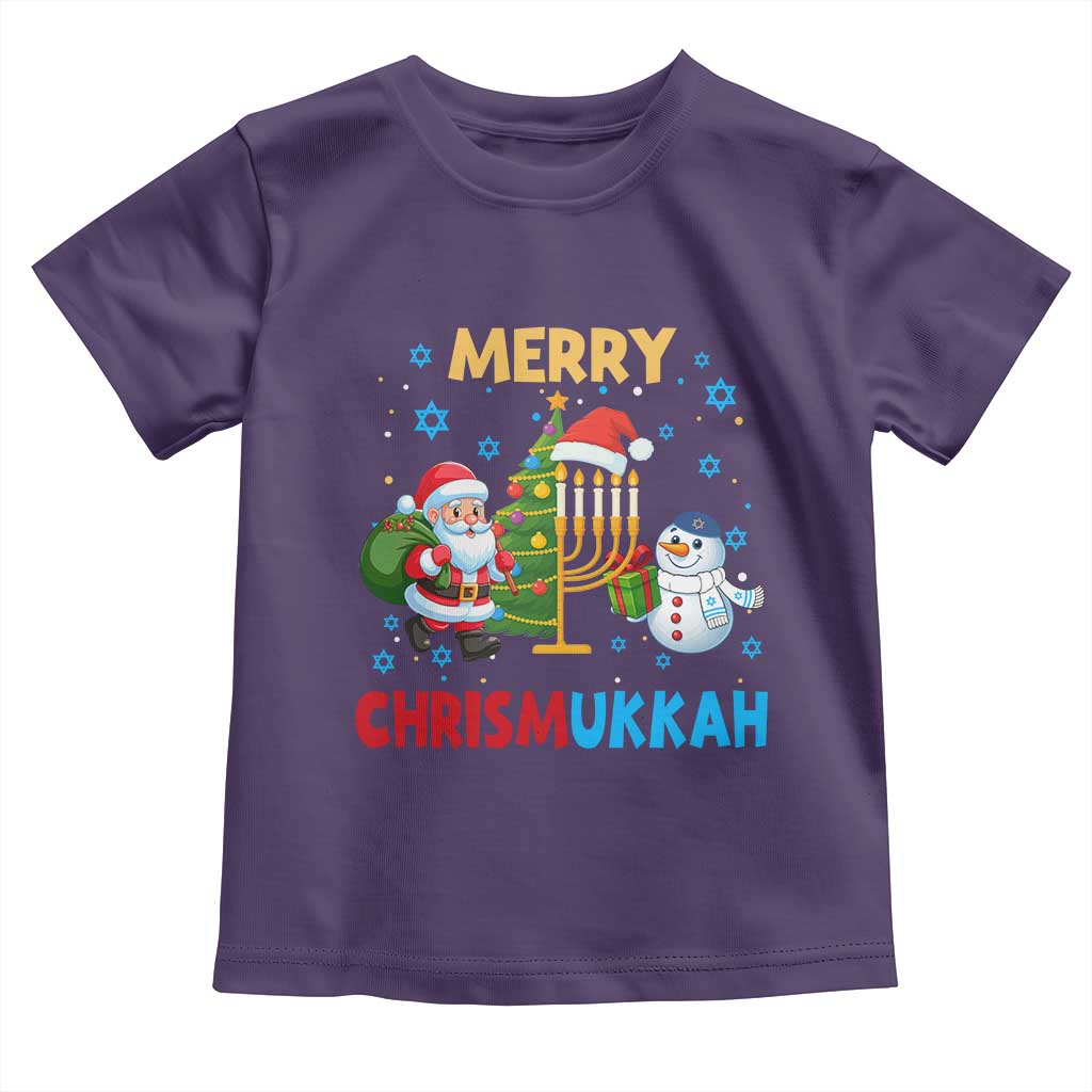Merry Chrismukkah Toddler T Shirt Happy Christmas Hanukkah Jewish Santa Snowman TS10 Purple Print Your Wear