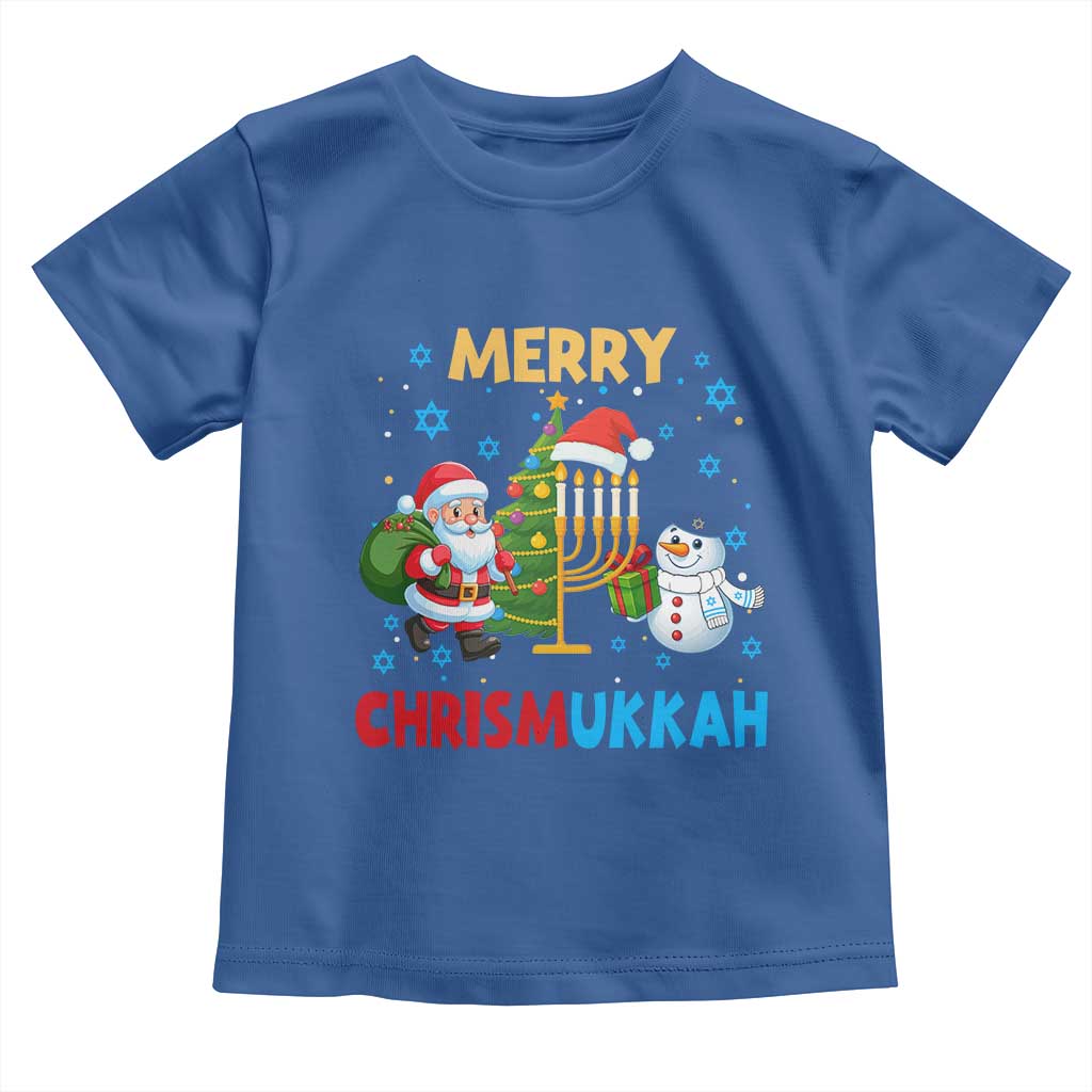 Merry Chrismukkah Toddler T Shirt Happy Christmas Hanukkah Jewish Santa Snowman TS10 Royal Blue Print Your Wear