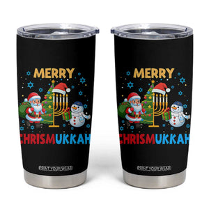 Merry Chrismukkah Tumbler Cup Happy Christmas Hanukkah Jewish Santa Snowman TS10 Black Print Your Wear