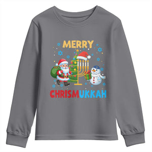 Merry Chrismukkah Youth Sweatshirt Happy Christmas Hanukkah Jewish Santa Snowman TS10 Charcoal Print Your Wear