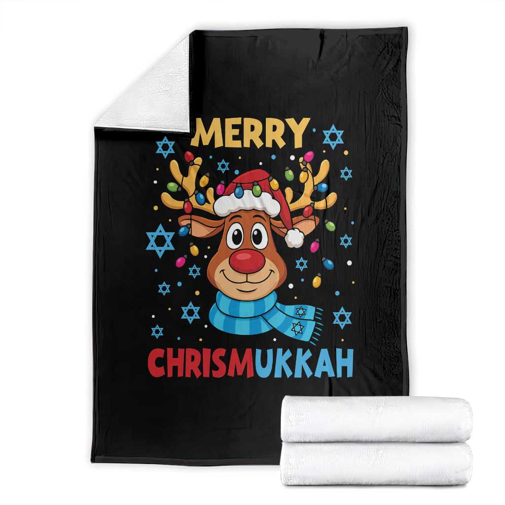Merry Chrismukkah Throw Blanket Jewish Happy Christmas Hanukkah Reindeer Menorah TS10 Black Print Your Wear