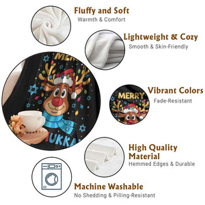 Merry Chrismukkah Throw Blanket Jewish Happy Christmas Hanukkah Reindeer Menorah TS10 Print Your Wear