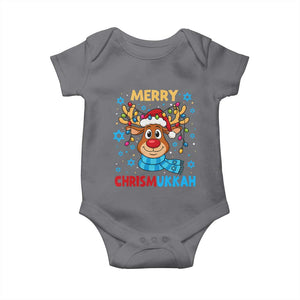 Merry Chrismukkah Baby Onesie Jewish Happy Christmas Hanukkah Reindeer Menorah TS10 Charcoal Print Your Wear