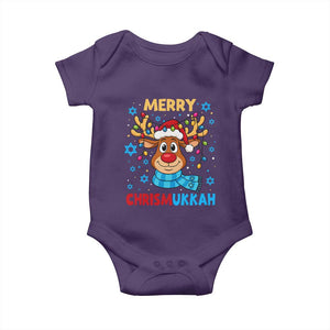 Merry Chrismukkah Baby Onesie Jewish Happy Christmas Hanukkah Reindeer Menorah TS10 Purple Print Your Wear