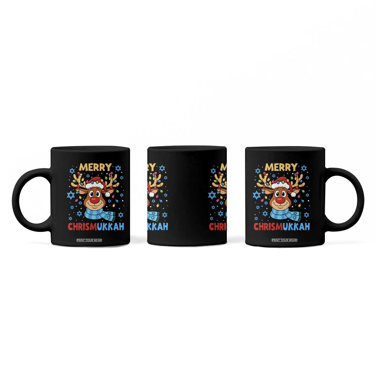 Merry Chrismukkah Coffee Mug Jewish Happy Christmas Hanukkah Reindeer Menorah TS10 Print Your Wear