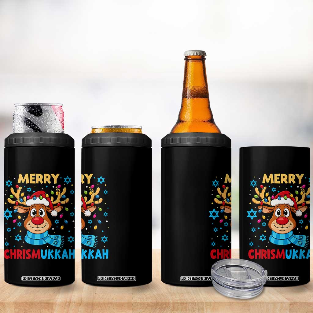 Merry Chrismukkah 4 in 1 Can Cooler Tumbler Jewish Happy Christmas Hanukkah Reindeer Menorah TS10 Print Your Wear