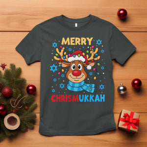 Merry Chrismukkah T Shirt Jewish Happy Christmas Hanukkah Reindeer Menorah TS10 Dark Heather Print Your Wear