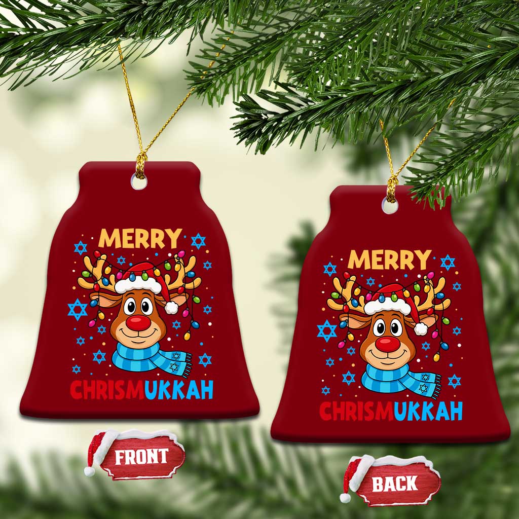 Merry Chrismukkah Ceramic Ornament Jewish Happy Christmas Hanukkah Reindeer Menorah TS10 Print Your Wear