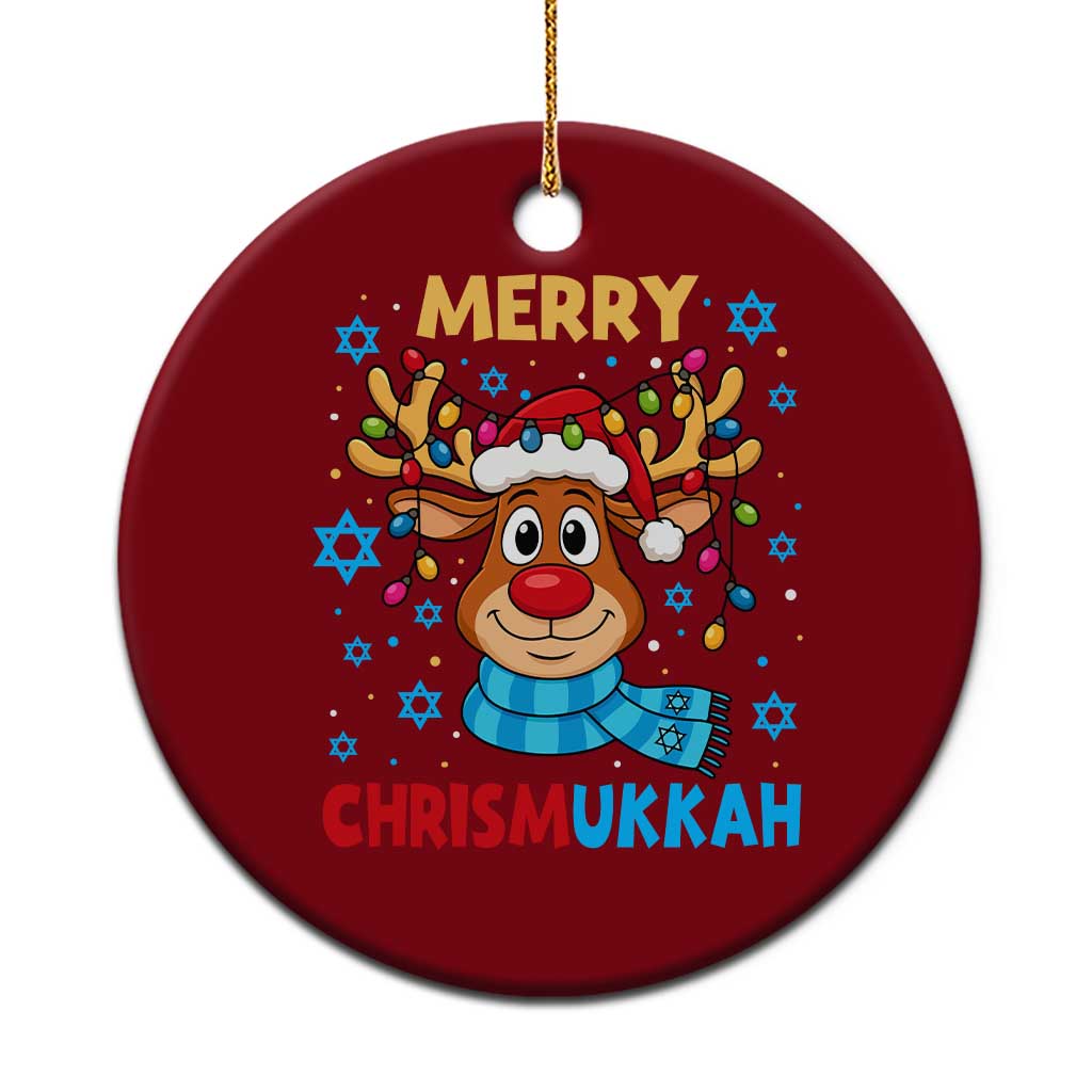 Merry Chrismukkah Ceramic Ornament Jewish Happy Christmas Hanukkah Reindeer Menorah TS10 1pc Red Print Your Wear