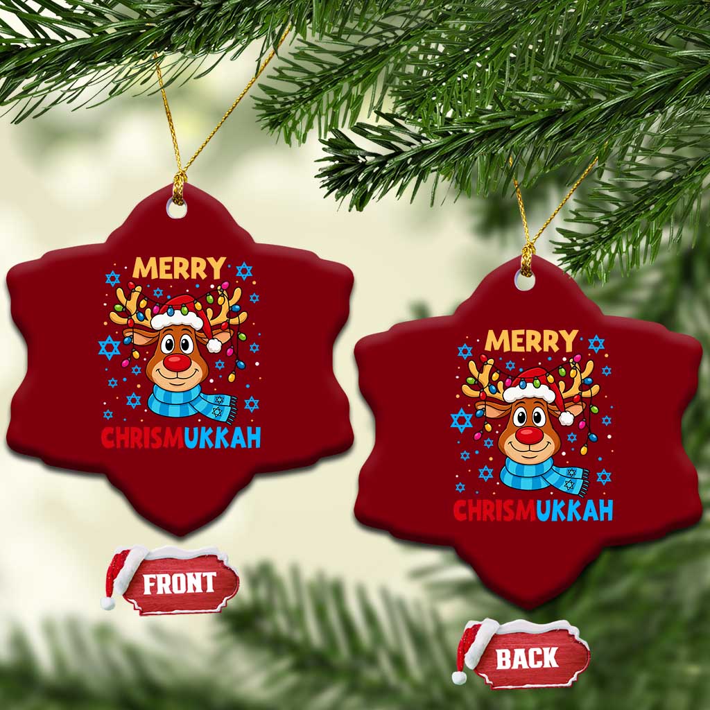 Merry Chrismukkah Ceramic Ornament Jewish Happy Christmas Hanukkah Reindeer Menorah TS10 Print Your Wear