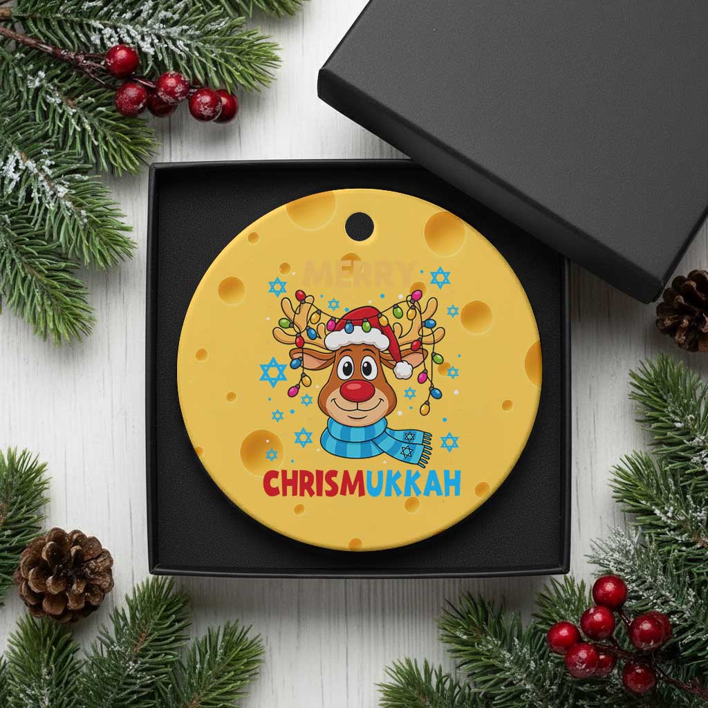 Merry Chrismukkah Ceramic Ornament Jewish Happy Christmas Hanukkah Reindeer Menorah TS10 1pc Yellow Cheese Print Your Wear