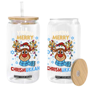 Merry Chrismukkah Glass Can Jewish Happy Christmas Hanukkah Reindeer Menorah TS10 Print Your Wear