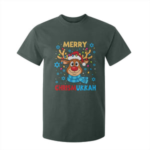 Merry Chrismukkah T Shirt For Kid Jewish Happy Christmas Hanukkah Reindeer Menorah TS10 Dark Forest Green Print Your Wear