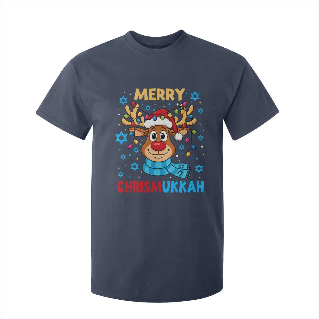Merry Chrismukkah T Shirt For Kid Jewish Happy Christmas Hanukkah Reindeer Menorah TS10 Navy Print Your Wear