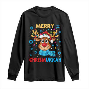 Merry Chrismukkah Long Sleeve Shirt Jewish Happy Christmas Hanukkah Reindeer Menorah TS10 Black Print Your Wear