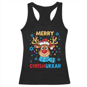 Merry Chrismukkah Racerback Tank Top Jewish Happy Christmas Hanukkah Reindeer Menorah TS10 Black Print Your Wear