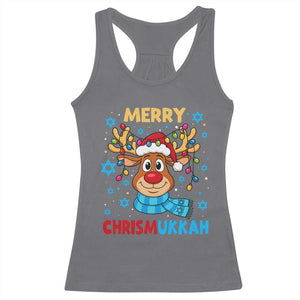 Merry Chrismukkah Racerback Tank Top Jewish Happy Christmas Hanukkah Reindeer Menorah TS10 Charcoal Print Your Wear