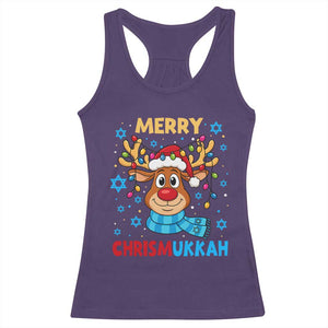 Merry Chrismukkah Racerback Tank Top Jewish Happy Christmas Hanukkah Reindeer Menorah TS10 Purple Print Your Wear