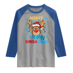 Merry Chrismukkah Raglan Shirt Jewish Happy Christmas Hanukkah Reindeer Menorah TS10 Sport Gray Royal Print Your Wear