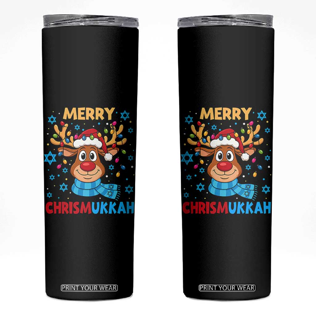 Merry Chrismukkah Skinny Tumbler Jewish Happy Christmas Hanukkah Reindeer Menorah TS10 Black Print Your Wear