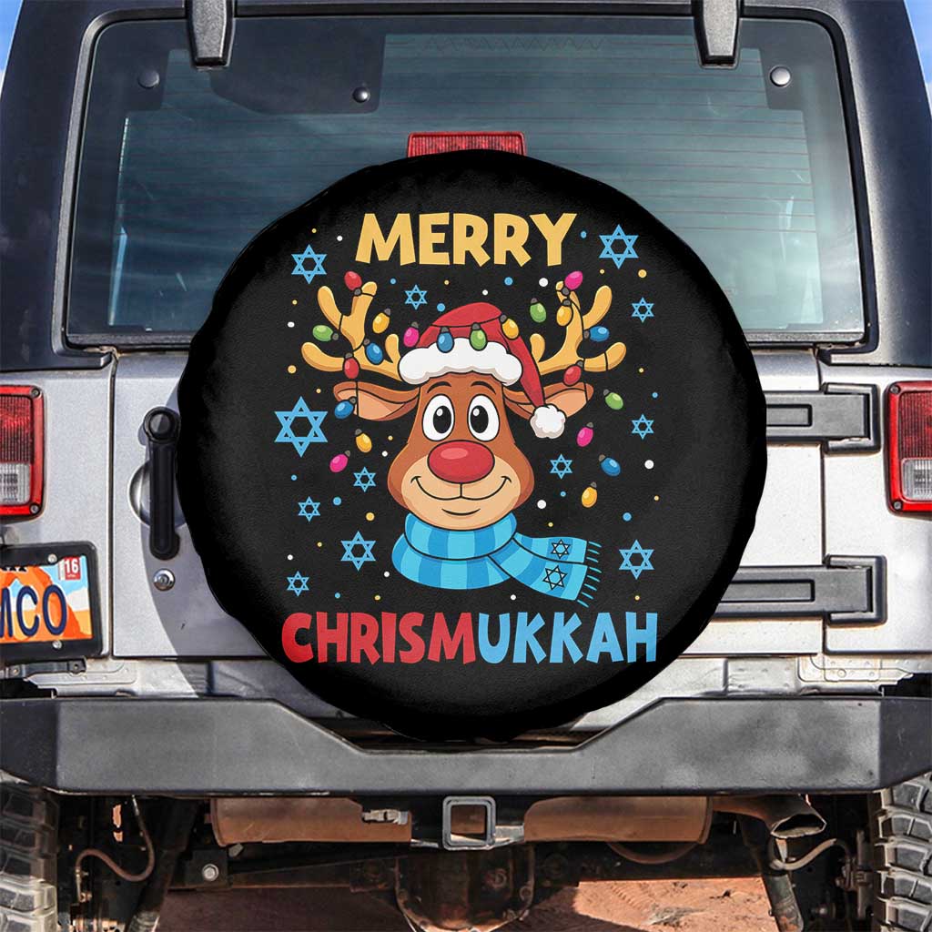 Merry Chrismukkah Spare Tire Cover Jewish Happy Christmas Hanukkah Reindeer Menorah TS10 No hole Black Print Your Wear