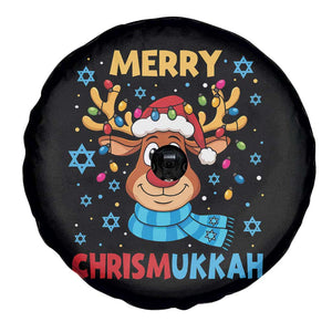 Merry Chrismukkah Spare Tire Cover Jewish Happy Christmas Hanukkah Reindeer Menorah TS10 Print Your Wear